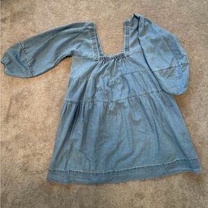 Free People Denim Dress with Puff Sleeves